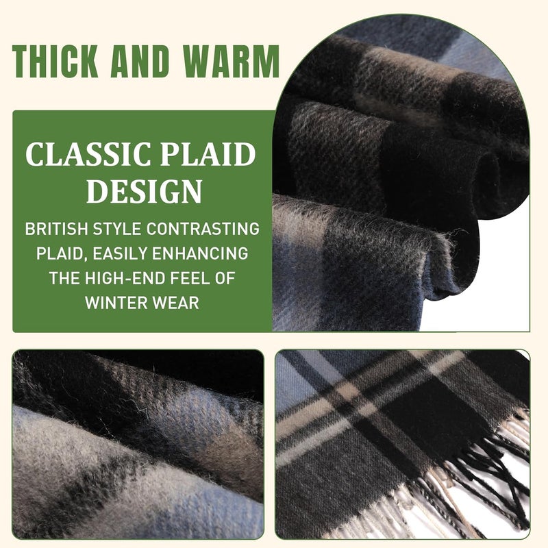 SKNSOFT Winter Wool Plaid Scarf for Men,Women Fashion Tartan Wrap Checkered Scarves - Image 5